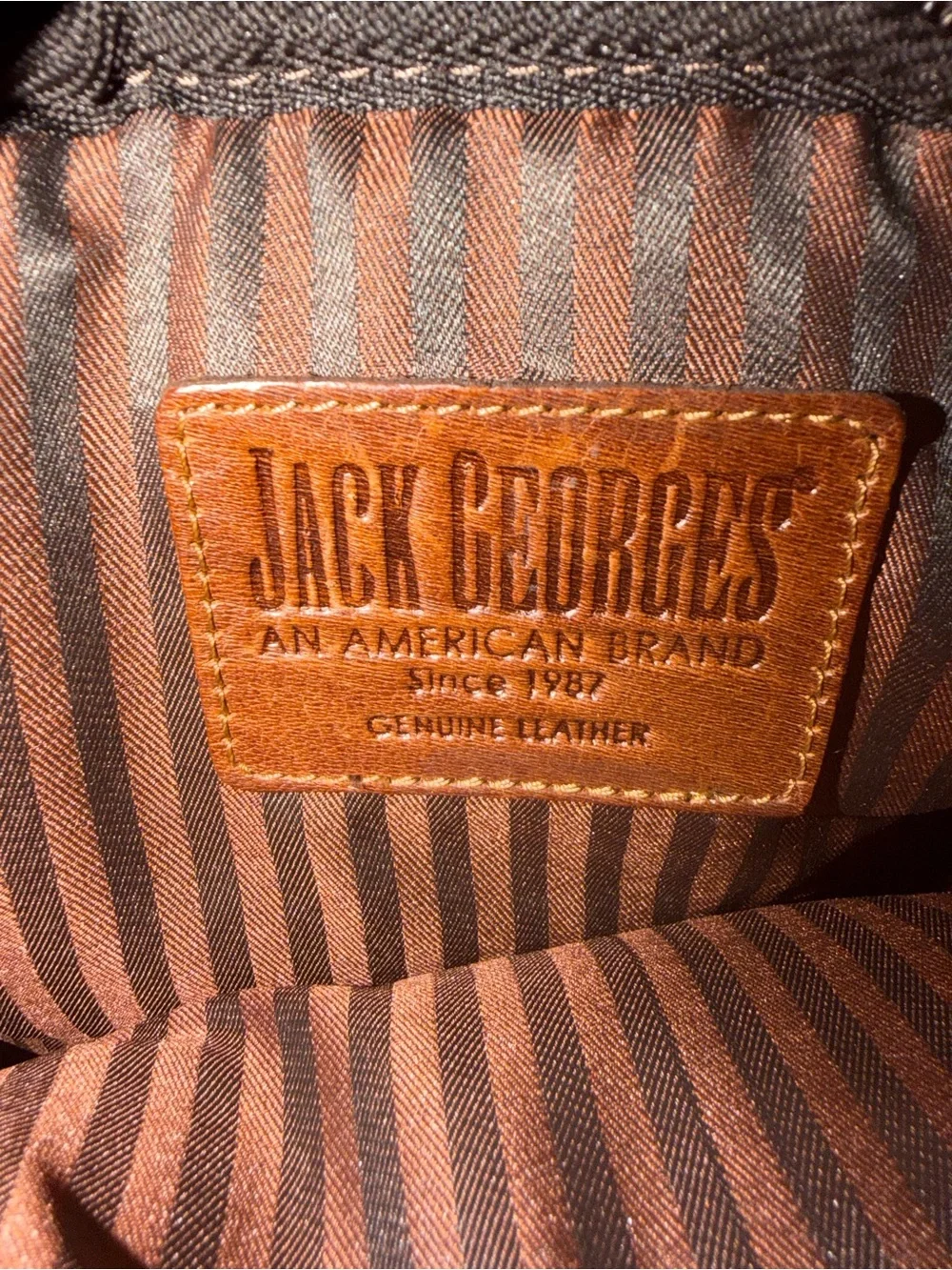 Jack Georges Genuine Leather Croc Embossed Messenger Crossbody/Sling Bag Brown